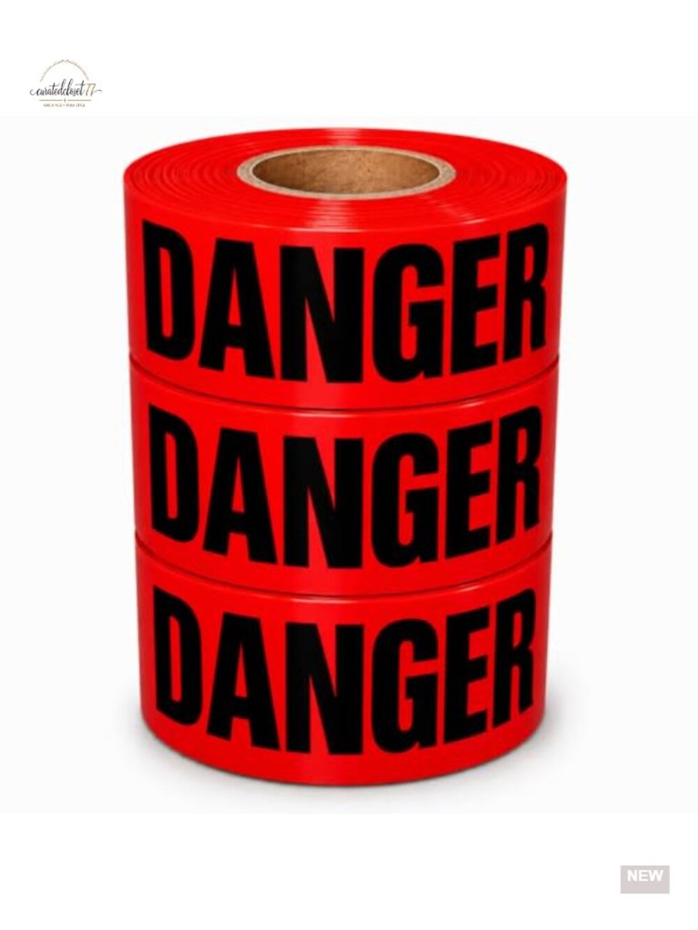 ATERET Premium Red Danger Tape 3-Pack 3 inch x 1000 feet, Hazard Safety Tape